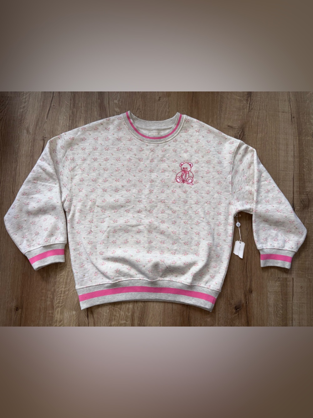 Simply Southern Cream Sweatshirt with Pink Floral Accents